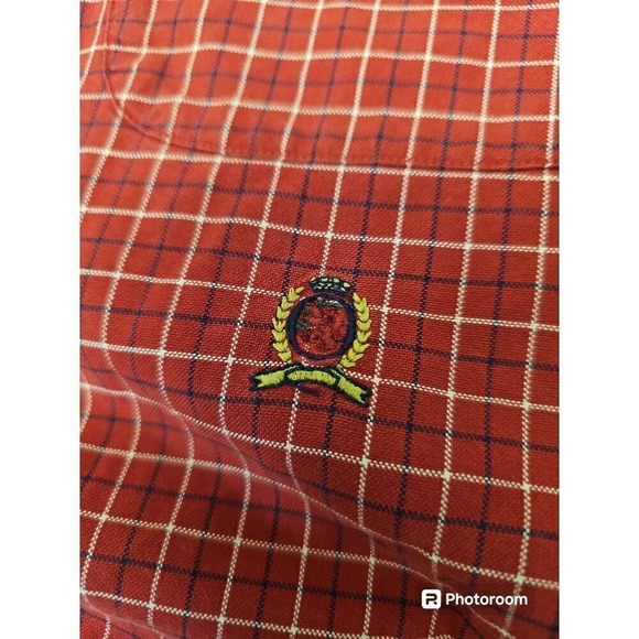 Tommy Hilfiger Striped Button Up Shirt Red Men's XL Long Sleeve Retro Preppy - Picture 4 of 8